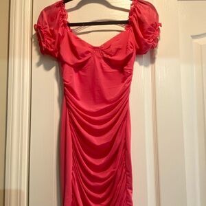 Elegant Pink Ruched Dress